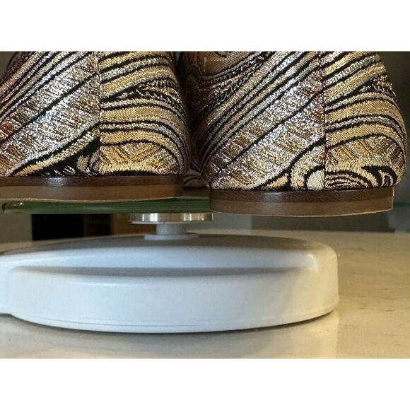 J CREW Jacquard Metallic Smoking Flats LUX Leather Italy Women Size 10 Fast Ship - Picture 9 of 14